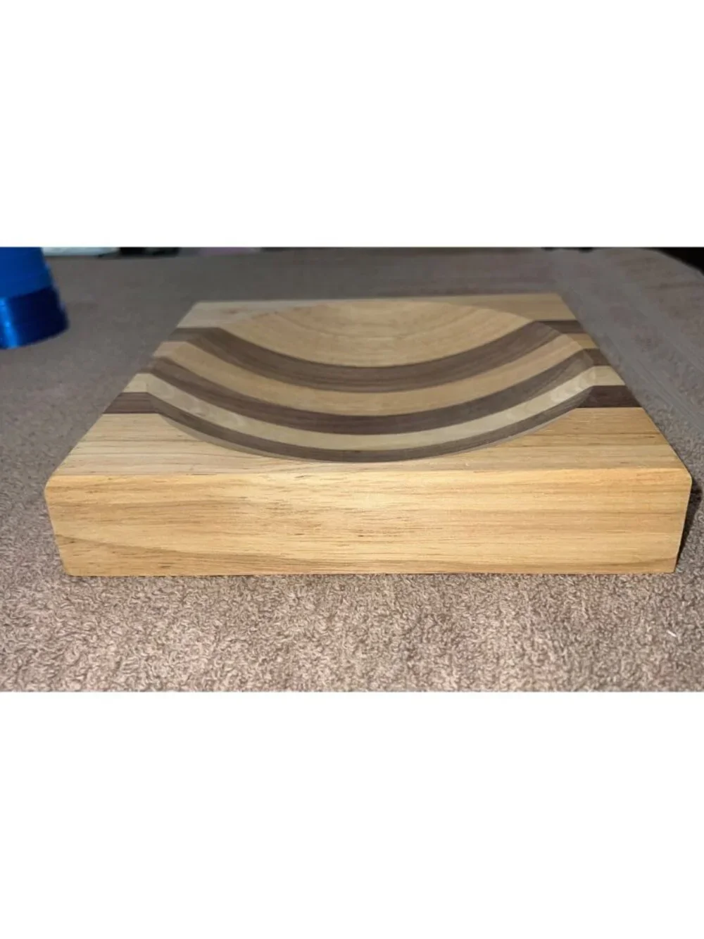 Handcrafted Ulu Chopping Bowl Multi-Toned Natural Wood Design Birch Maple Boho